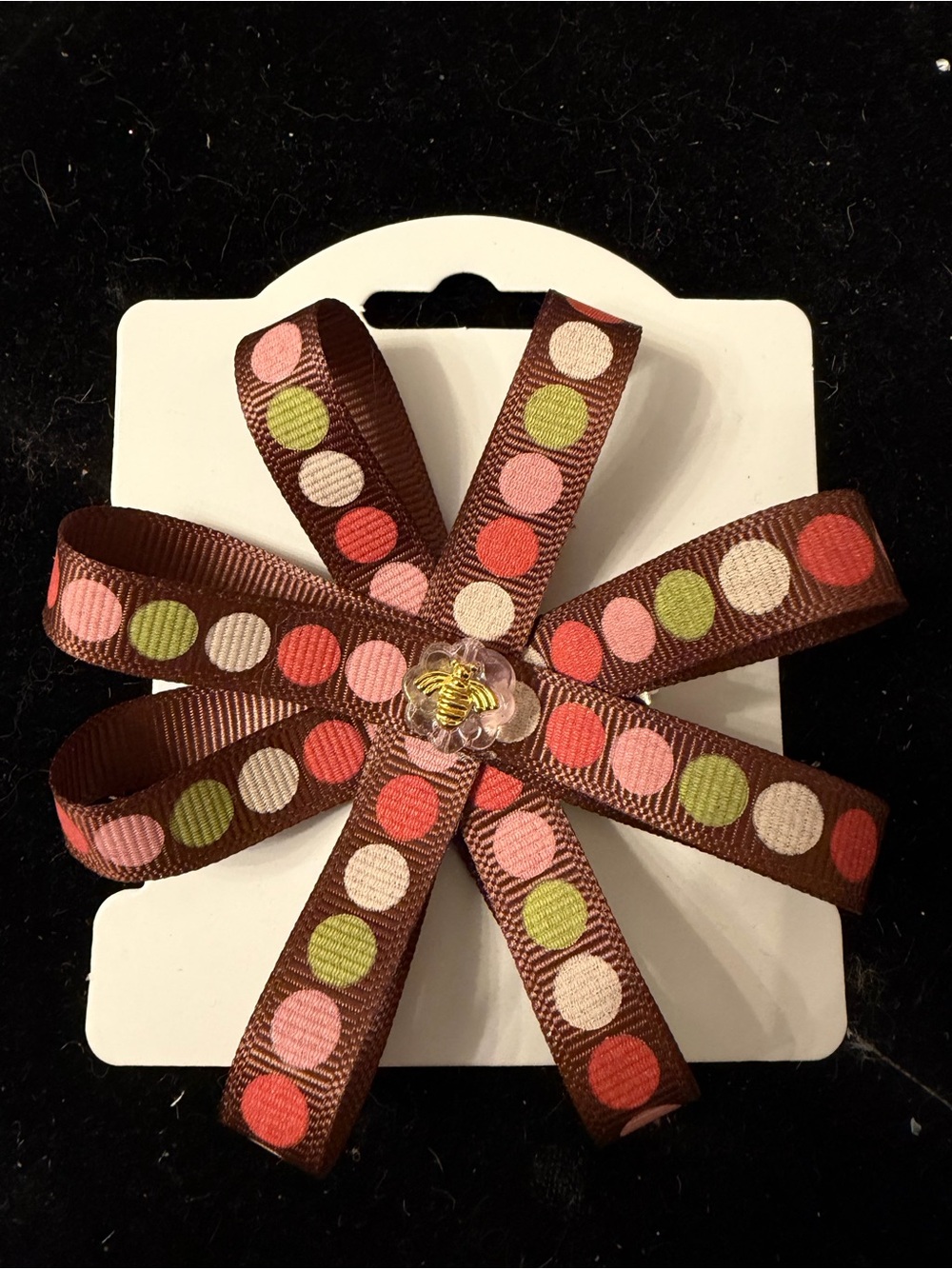 Polka dot ribbon bow clip